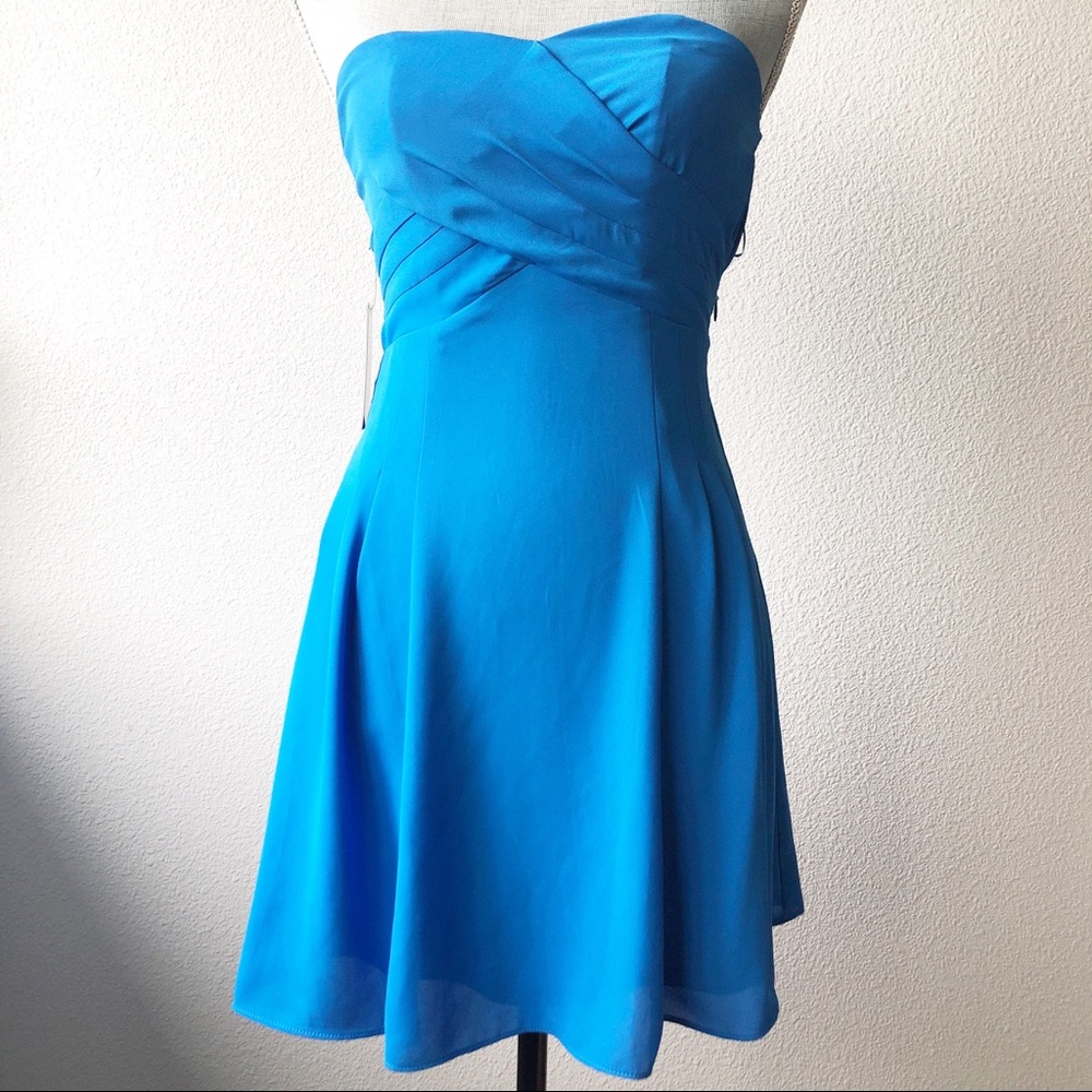 Express Aqua Blue Strapless Dress NWT